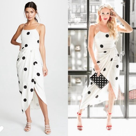 Derek Lam 10 Crosby Cream Polka Dots Cami Midi Dress Size 4 Silk Blend Wrap $550 - Picture 3 of 15